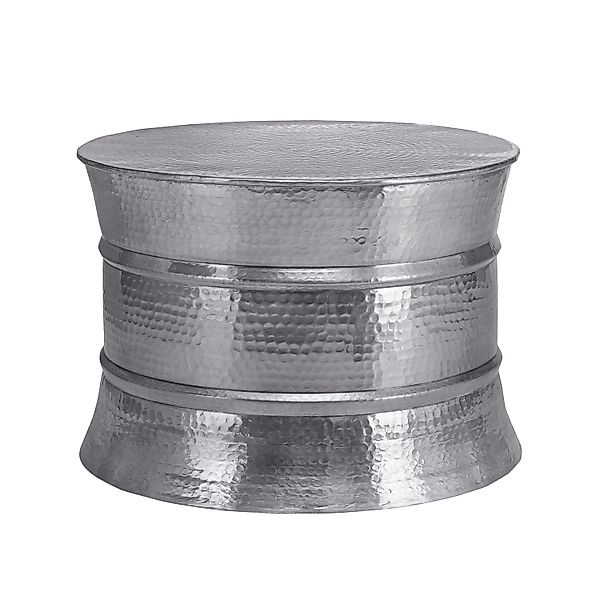 Womo-Design Couchtisch Rund 62x33 cm Silber Drum Handgefertigt Metall günstig online kaufen