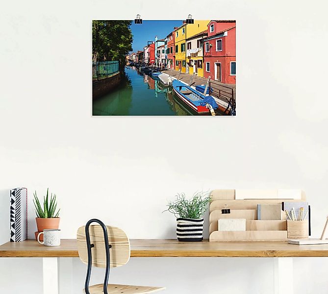 Artland Wandbild "Bunte Gebäude auf Insel Burano Venedig", Bilder von Boote günstig online kaufen
