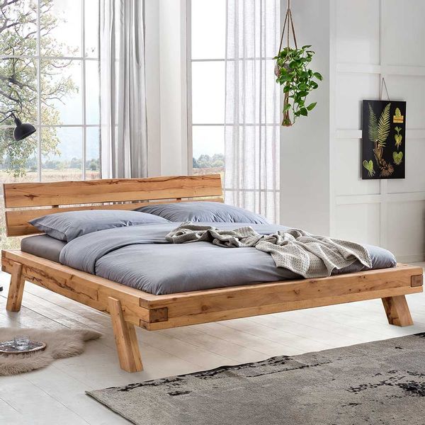 Bett Kernbuche 140x200 cm im Landhausstil 38 cm Einstiegshöhe günstig online kaufen