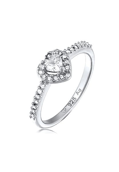 Elli Fingerring Herz Zirkonia Weiß 925 günstig online kaufen