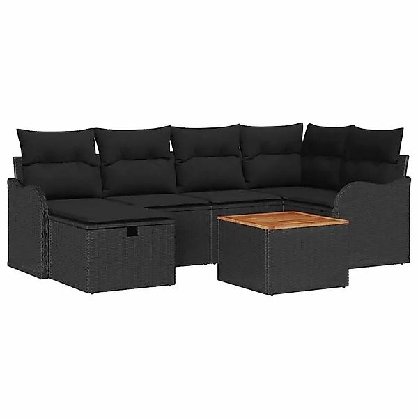 vidaXL Garten-Sofa-Set mit Kissen 7-Tlg Schwarz Poly Rattan 3360817 günstig online kaufen