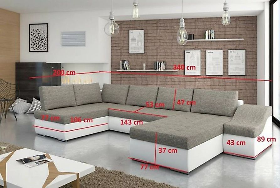 JVmoebel Ecksofa Moderne Ecksofa Schlafsofa Bettfunktion Couch Polster Eckg günstig online kaufen