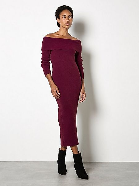 Apricot Strickkleid Midikleid mit Bardot-Ausschnitt günstig online kaufen