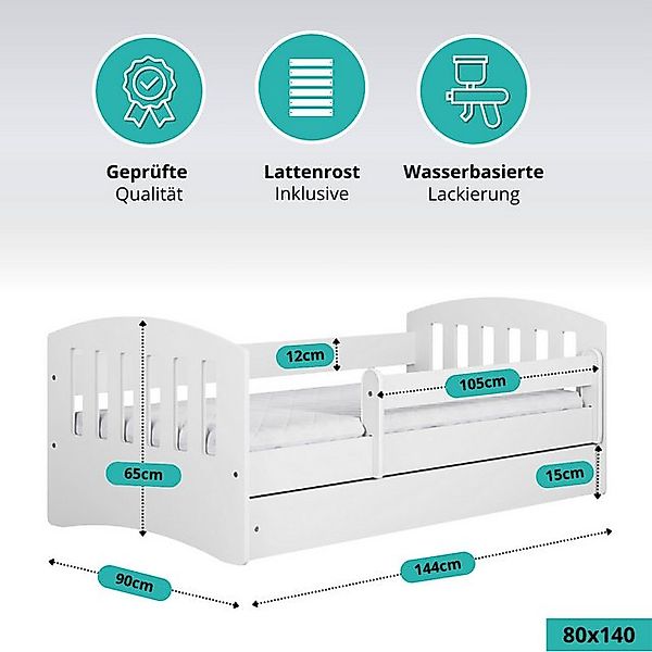 Alavya Home® Kinderbett NOA mit Schublade optional Matratze Erhältlich in 8 günstig online kaufen