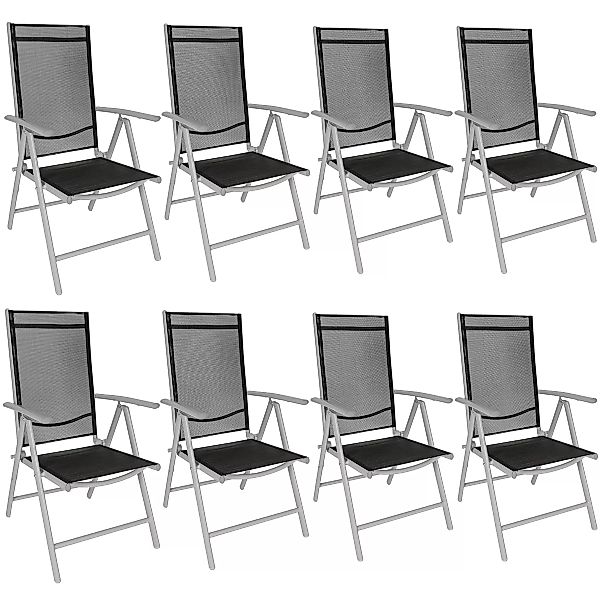 8 Aluminium Gartenstühle klappbar - schwarz/silber günstig online kaufen