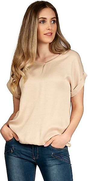 Caspar Shirtbluse BLU026 leichte elegante Damen Seidenglanz Kurzarm Sommer günstig online kaufen