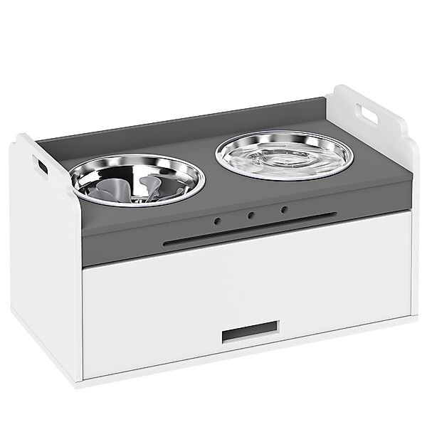 PawHut Hundenapf erhöht Futternapf mit Aufbewahrungsschrank, 2 Schüsseln mi günstig online kaufen