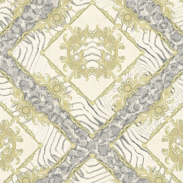 Bricoflor Ornament Tapete mit animal Print ausgefallene Barock Tapete in Cr günstig online kaufen