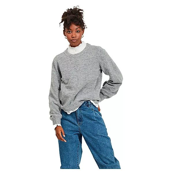 Object Eve Nonsia Langarm Sweater M Light Grey Melange günstig online kaufen
