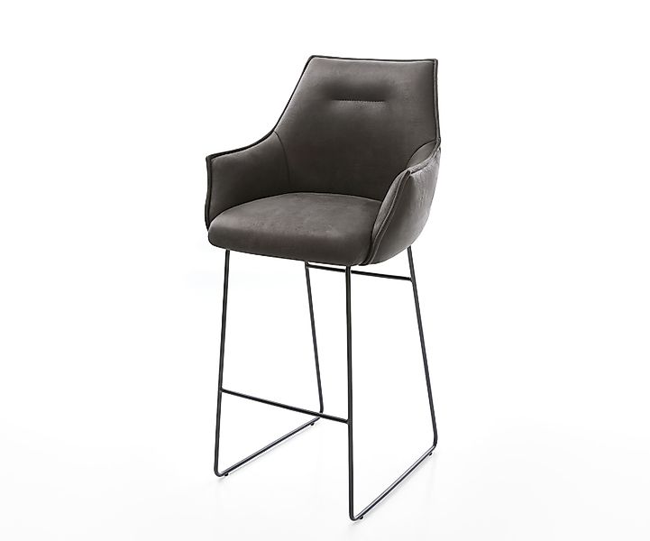 Barstuhl Alja-Flex Mikrofaser Anthrazit Vintage Kufengestell Metall Schwarz günstig online kaufen