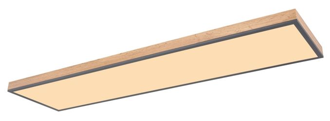 Globo LED-Deckenleuchte Doro Holzfarben/Graphit 120 x 30 cm günstig online kaufen