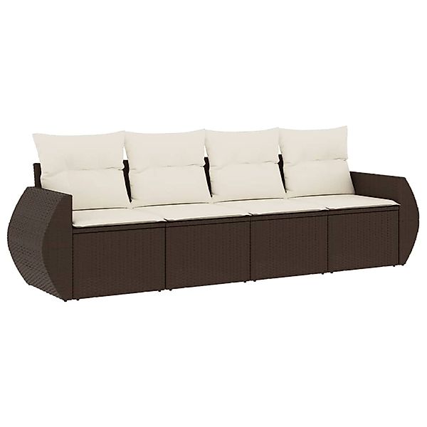 vidaXL 4-Tlg Garten-Sofagarnitur mit Kissen Braun Poly Rattan 3221082 günstig online kaufen