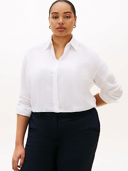 Tommy Hilfiger Curve Langarmbluse "CRV ESS LINEN ROUND HEM SHIRT" in großen günstig online kaufen