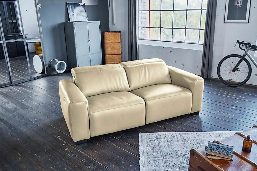 KAWOLA Sofa FINN 3-Sitzer mit Relaxfunktion Leder cremeweiß günstig online kaufen