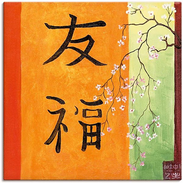 Artland Leinwandbild »Freude Glück« Zeichen 1 Stk. tlg. auf Holzrahmen gesp günstig online kaufen