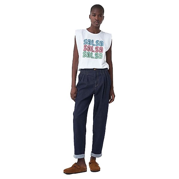 Salsa Jeans 125399-000 / Multicolor Logo Ärmellos T-shirt M White günstig online kaufen