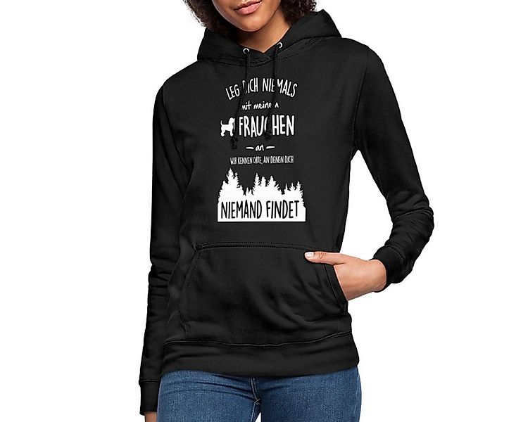 Spreadshirt Hoodie Leg Dich Nie Mit Frauchen An Hund Witzig Spruch Damen Ho günstig online kaufen