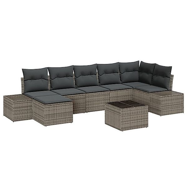 vidaXL Loungesofa 7-teiliges Garten Sofa Set mit Kissen schwarz Poly Rattan günstig online kaufen