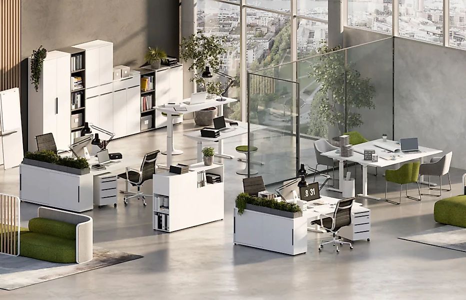 GERMANIA Büromöbel-Set »Mailand«, (3 tlg.), inkl. 2 Schreibtischen und Schi günstig online kaufen