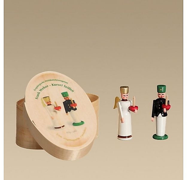 Weihnachtsfigur Holzdekoration Spanschachtel Engel und Bergmann Spandose Bx günstig online kaufen