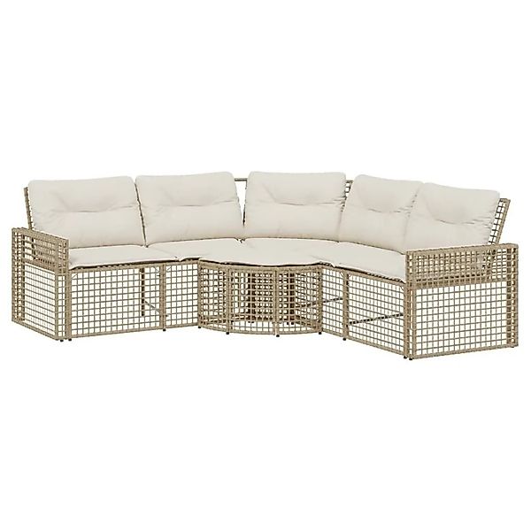 vidaXL Gartensofa in L-Form mit Kissen und Fußbank Beige Poly Rattan 365896 günstig online kaufen