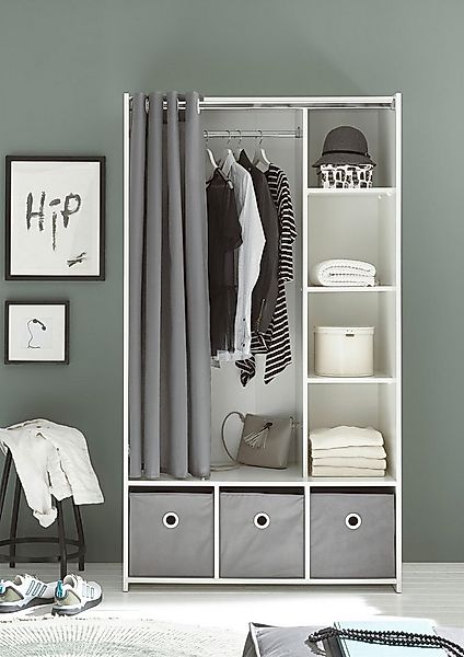 Schlafkontor Kleiderschrank "Jenke mit Stoffvorhang" Allzweckkleiderschrank günstig online kaufen