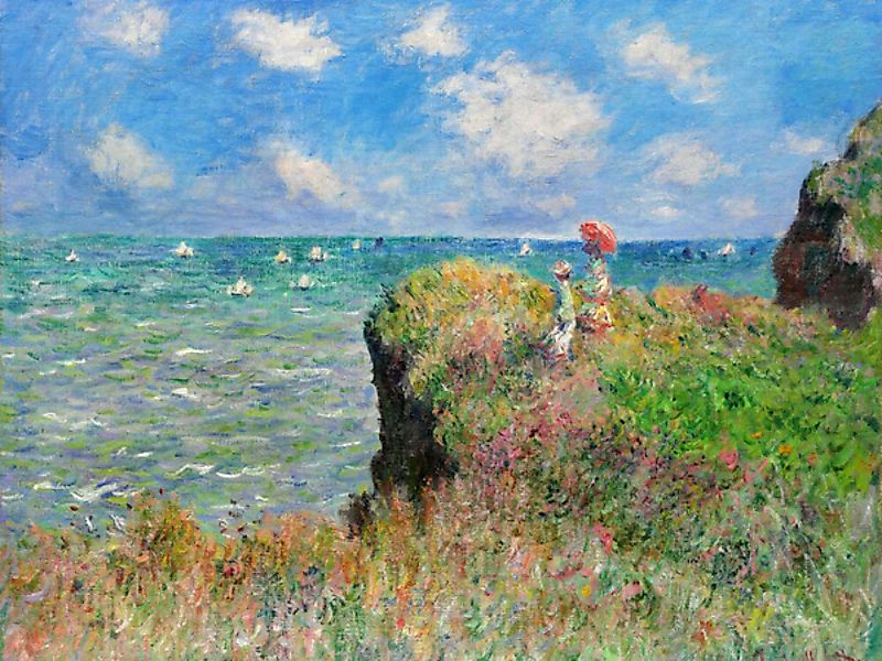 Poster / Leinwandbild - Claude Monet: Klippenwanderung In Pourville günstig online kaufen