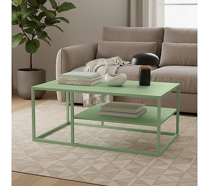 skølm Couchtisch Skadi aus Metall mit 2 Ablagen (Mintgrün), Wohnzimmertisch günstig online kaufen