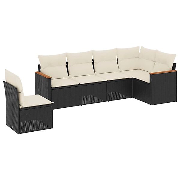 vidaXL 6-Tlg Garten-Sofagarnitur mit Kissen Schwarz Poly Rattan 3258416 günstig online kaufen