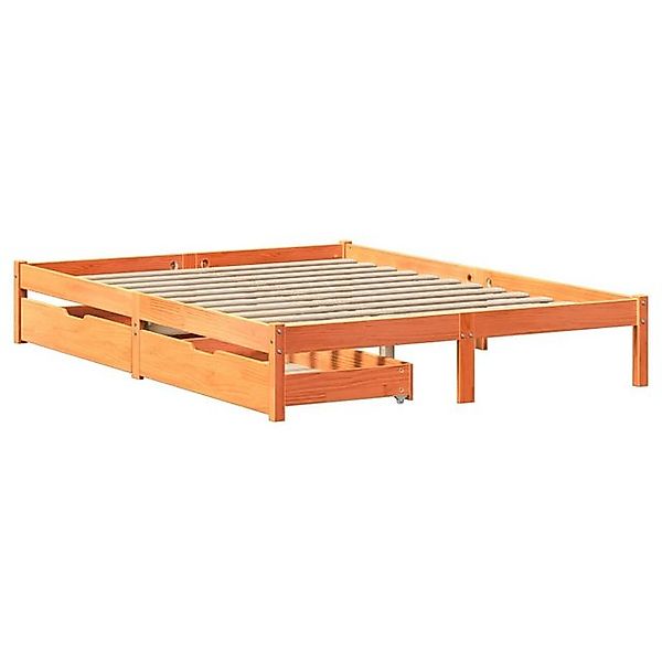 vidaXL Bettgestell Massivholzbett ohne Matratze Wachsbraun 135x190 cm Kiefe günstig online kaufen