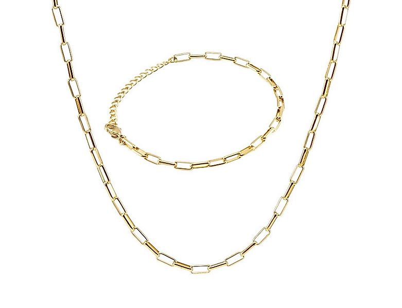 KARMA Schmuckset Damen Gold Edelstahl vergoldet Halskette und Armband Kette günstig online kaufen
