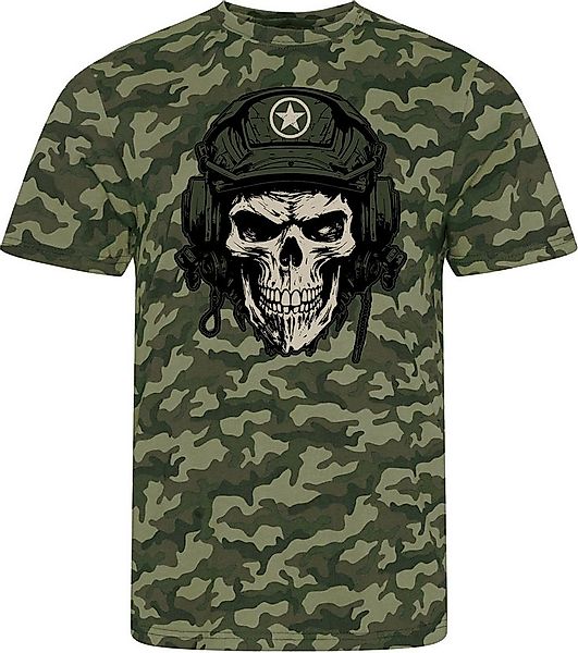 Baddery Print-Shirt US Army Shirt: "Tank Skull" - USA Camouflage T-Shirt Mä günstig online kaufen