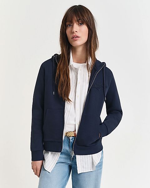 Gant Kapuzensweatjacke "REG TONAL SHIELD ZIP HOODIE", Markenstickerei, Kapu günstig online kaufen