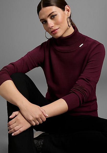 Bruno Banani Rollkragenpullover mit Metalllogo günstig online kaufen