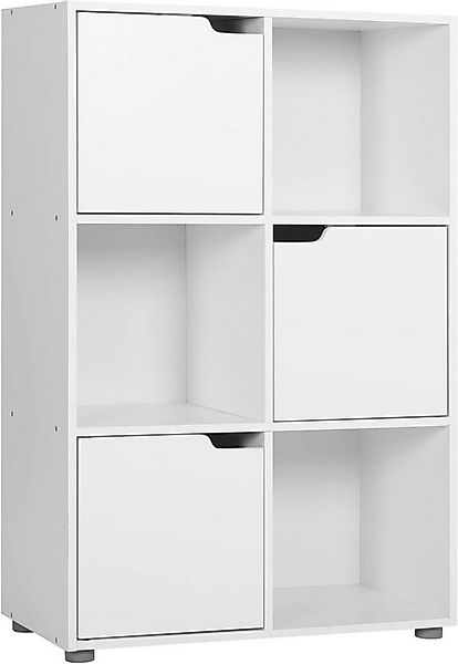 Woltu Bücherregal, 1-tlg., Standregal mit 3 Türen, MDF, 6 Fächer, Anti-Kipp günstig online kaufen