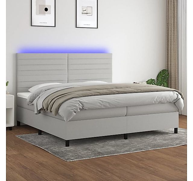 vidaXL Boxspringbett Boxspringbett mit Matratze LED Hellgrau 200x200 cm Sto günstig online kaufen