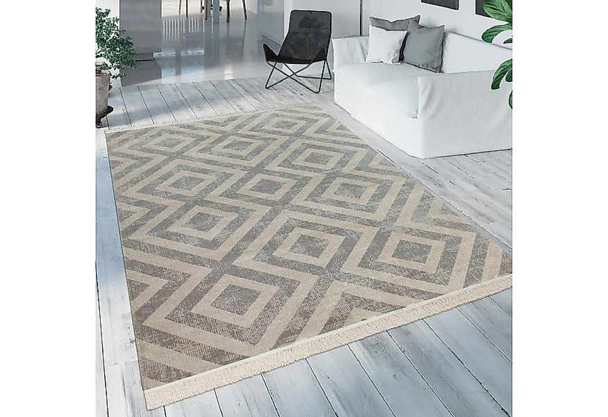 Paco Home Teppich Poco 821, rechteckig, Höhe: 6 mm, Kurzflor, Rauten Design günstig online kaufen