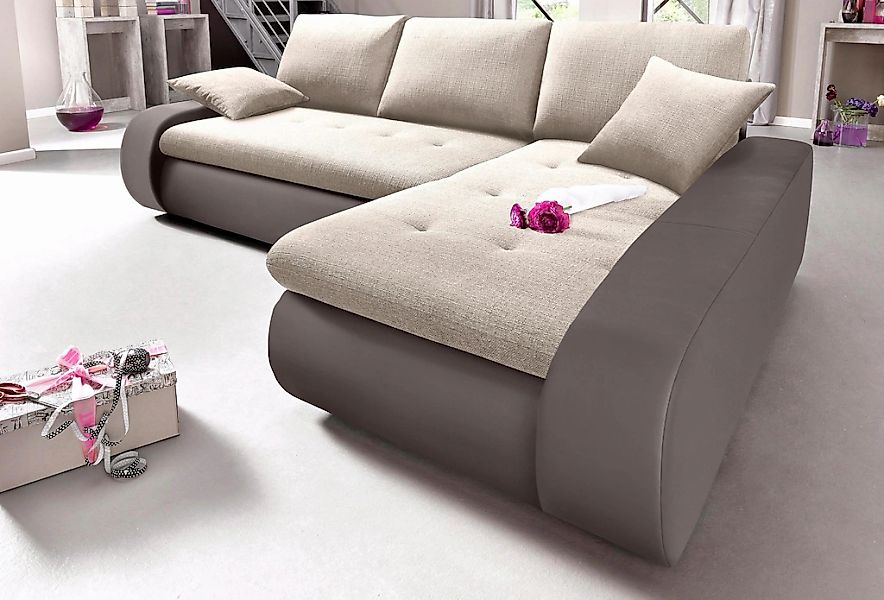 TRENDMANUFAKTUR Ecksofa "Indie, modern und bequem, Materialmix, L-Form", wa günstig online kaufen