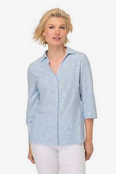 Laurasøn Hemdbluse Bluse Leinenmix Streifen Hemdkragen 3/4-Ärmel günstig online kaufen