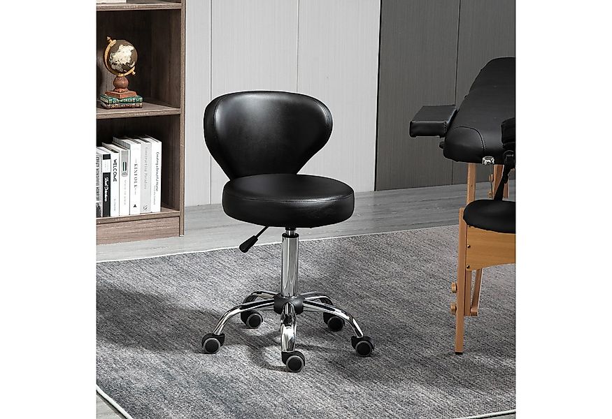 HOMCOM Rollsitz Rollhocker höhenverstellbar Salon Hocker mit Lehne (Arbeits günstig online kaufen