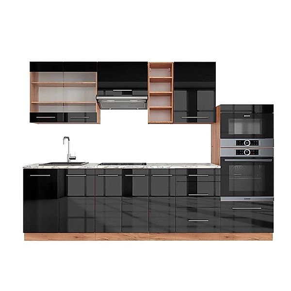 Vicco Fame-Line Singleküche Anthrazit-Gold/Weiß 140 cm AP Marmor ohne E-Ger günstig online kaufen