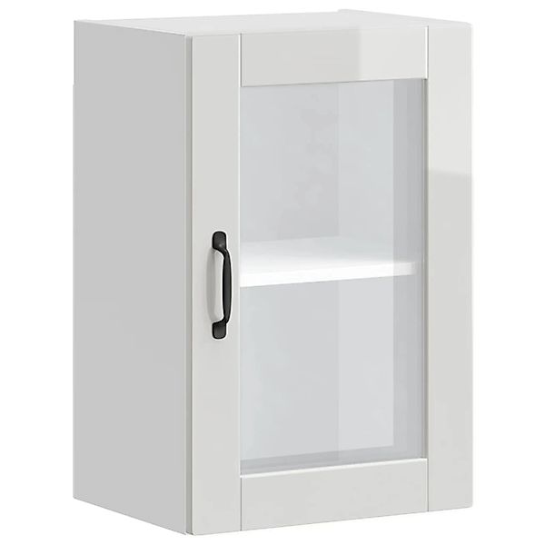 vidaXL Küchen-Hängeschrank mit Glastür Porto Hochglanz-Weiß 854009 günstig online kaufen