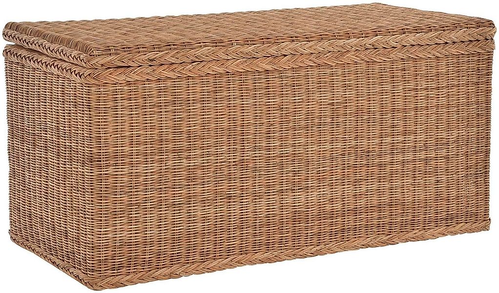 Krines Home Truhe Große Rattantruhe MAX Wäschetruhe mit Deckel Natur Rattan günstig online kaufen