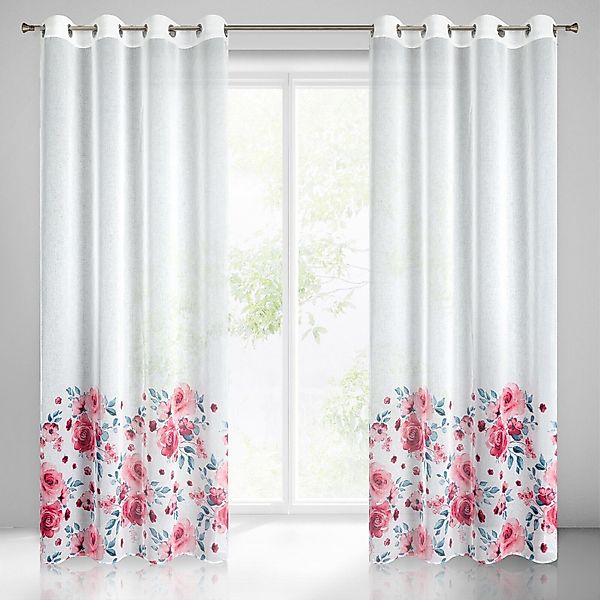 Eurofirany Gardine Landhaus Gardinen mit Blumenmuster günstig online kaufen
