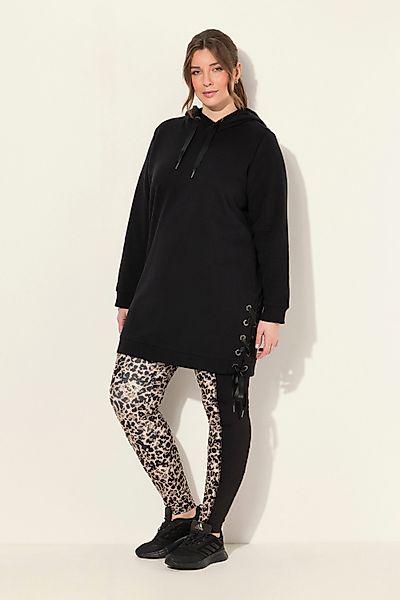 Ulla Popken Sweatshirt Long-Hoodie Satinbänder Kapuze günstig online kaufen