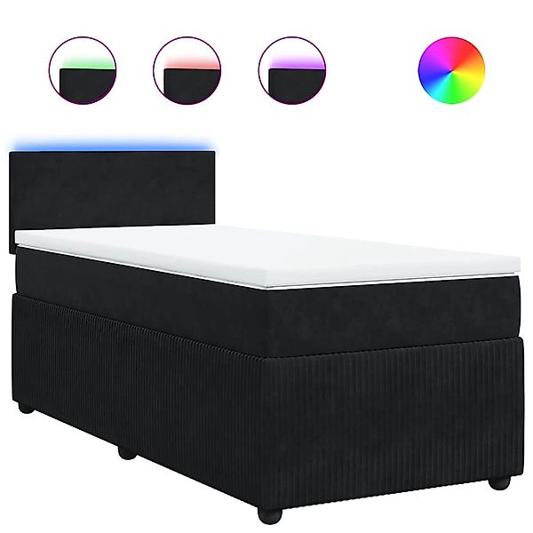 vidaXL Boxspringbett mit Matratze Schwarz 90x200 cm Samt 3289934 günstig online kaufen
