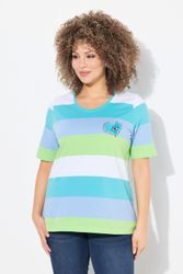 Ulla Popken T-Shirt T-Shirt Ringel Herz-Stickerei günstig online kaufen