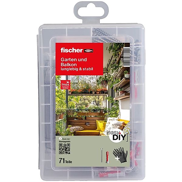 Fischer Dübel- und Schraubenset EasyDIY Box Garten und Balkon 71-teilig günstig online kaufen