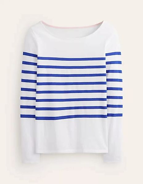 Ella Bretonshirt mit langen Ärmeln Damen Boden, Naturweiß, Blau Anordnung günstig online kaufen