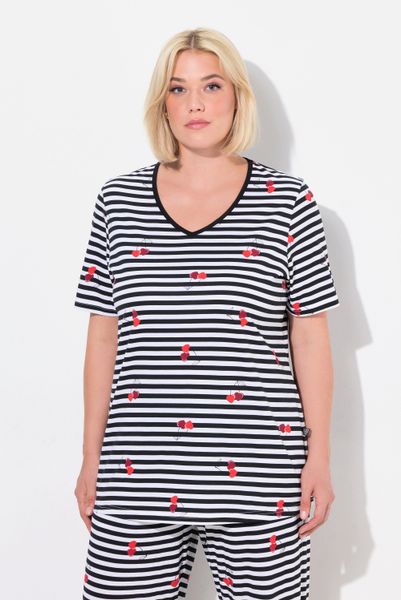 Ulla Popken Pyjama Pyjamashirt Herzen Halbarm günstig online kaufen